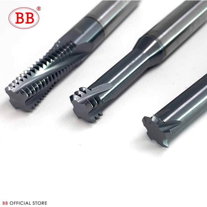 BB Thread Mill Coated Solid Carbide 3 Teeth Mini ISO UNC UNF Pitch CNC Internal Machining Cutter Tool M3 M4 M5 M6 M8 Tap