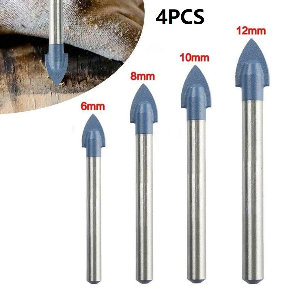 4/5 Pcs Glass Drill Bits Marble Porcelain Spear Head Ceramic Tile Drill Bits Set Spade Drill Bit Hole Saws 6/8/10/12mm