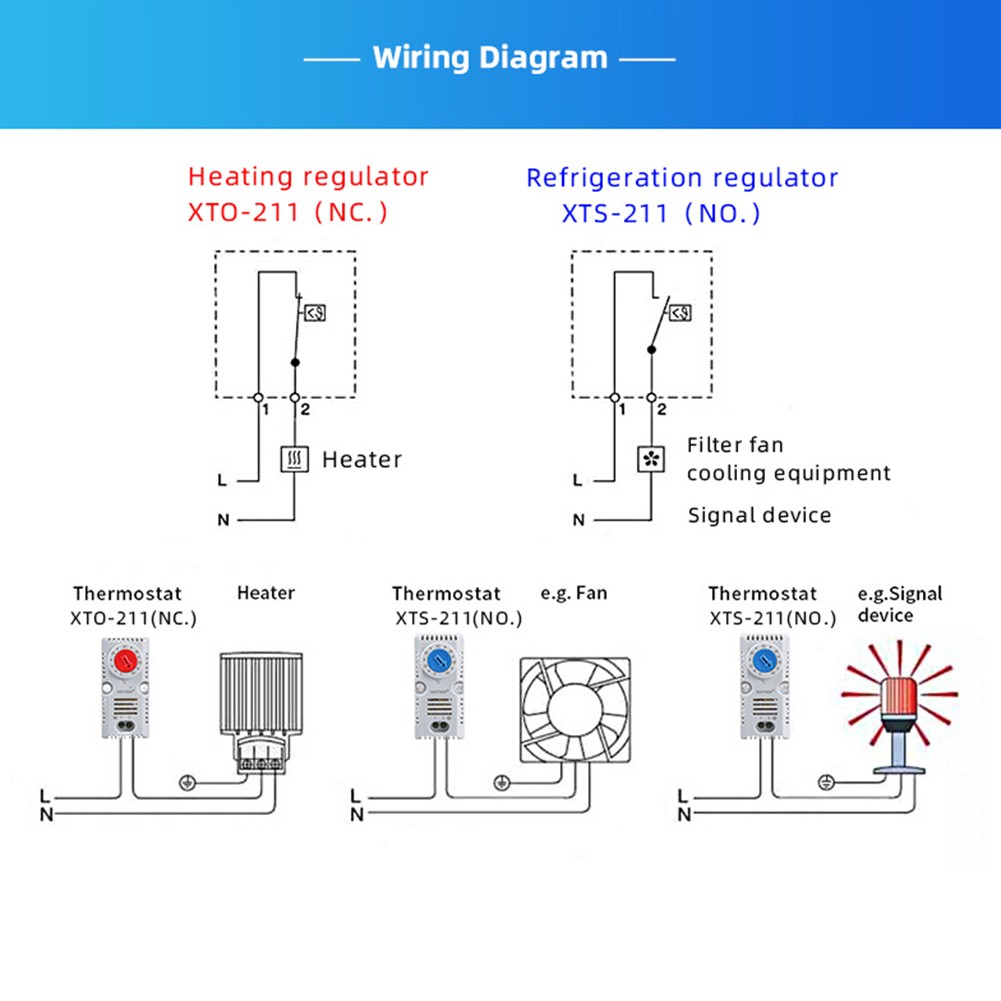 Cabinet thermostat 0-60 degrees temperature controller normally open/closed built-in mechanical thermostat