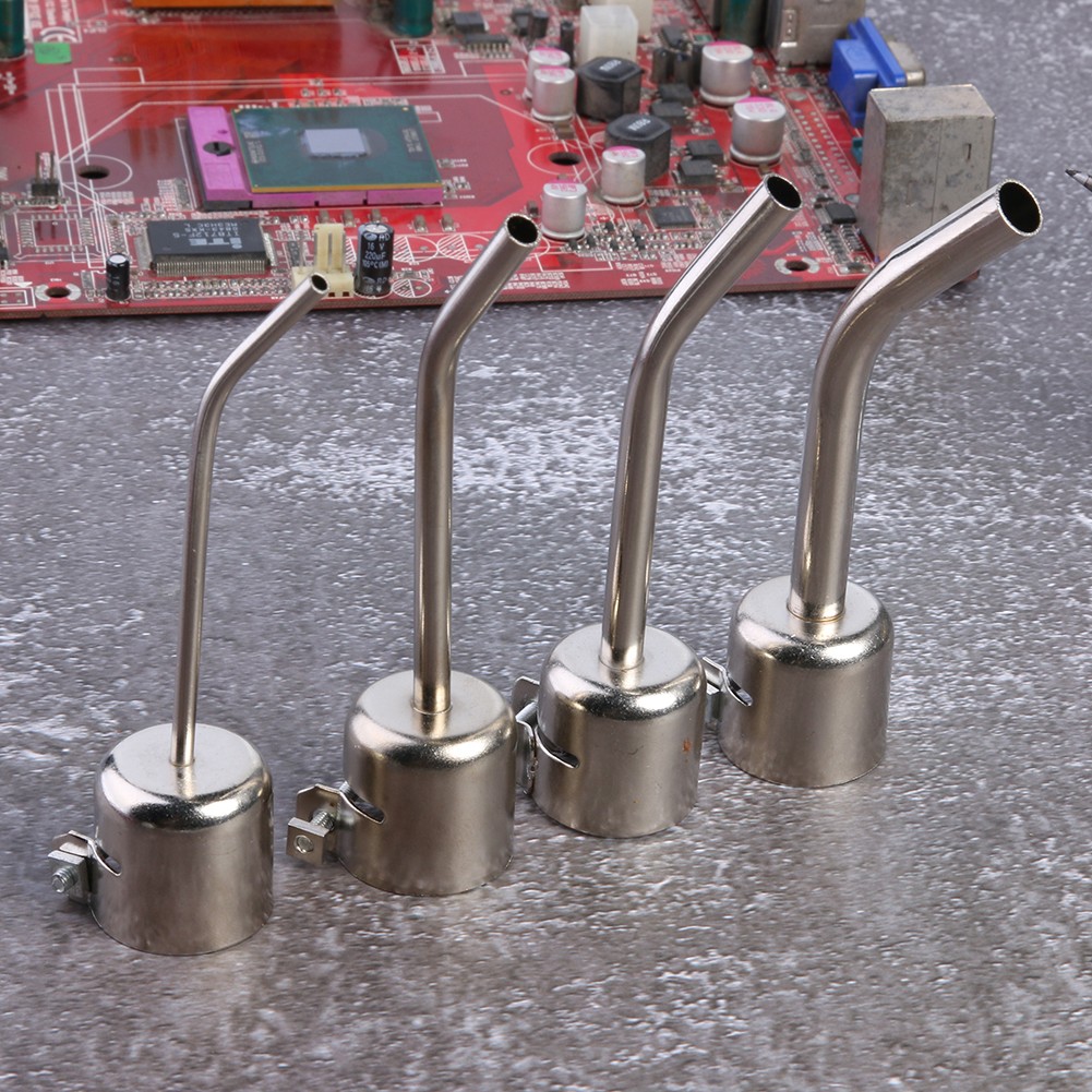 4pcs/set 3/5/6/8mm Lengthen Bent Curved Heat Guns Nozzles Stainless Steel Hot Air Gun Tips for 850 Blow Welding Soldering Station