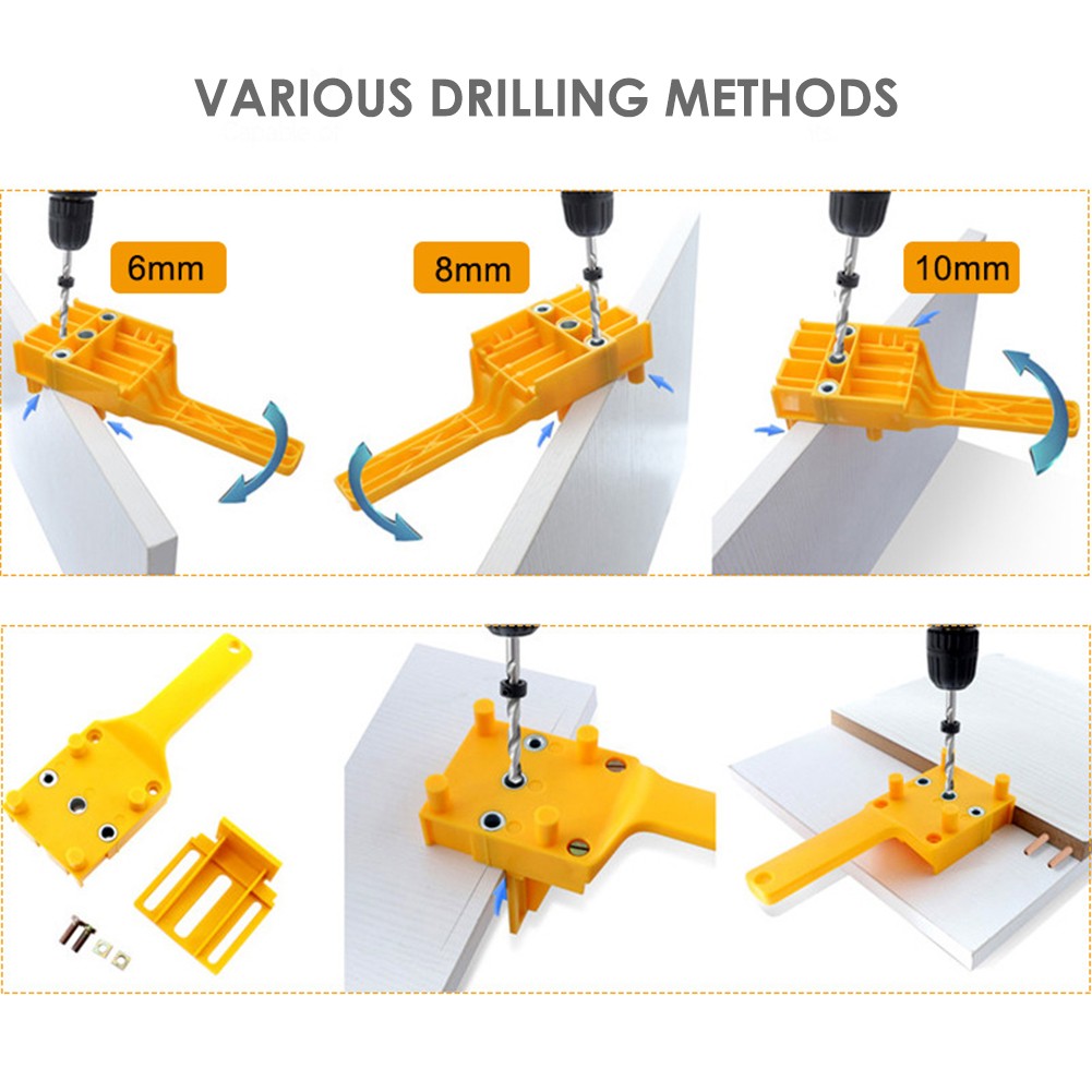 38pcs/set Wood Doweling Jig Punch Locator Drill Guide Handheld Woodworking Pocket Hole Jig Kit 6/8/10mm Drill Bit Hole Puncher