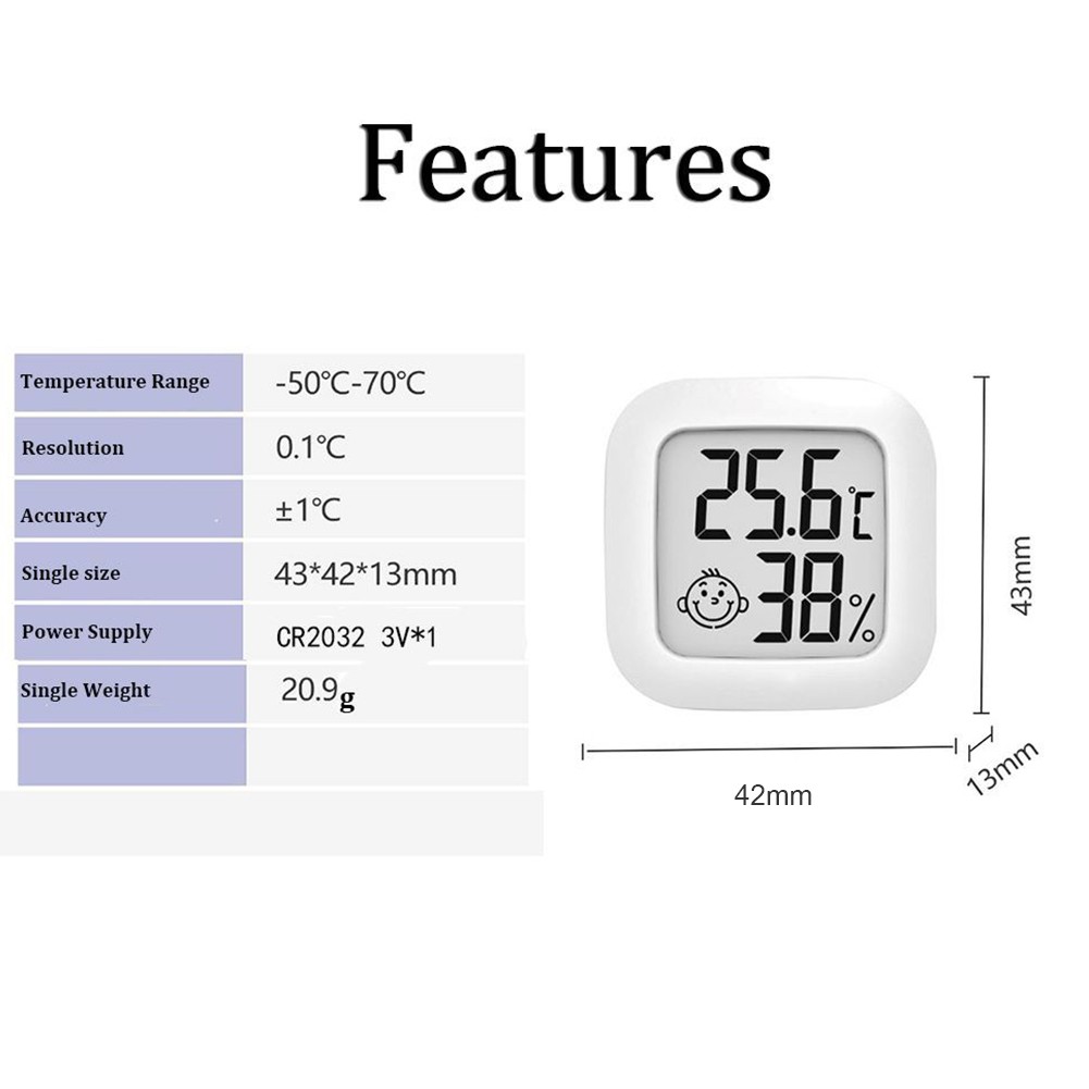 Mini indoor temperature hygrometer easy to read digital hygrothergraph Precision measuring instrument Practical easy to install