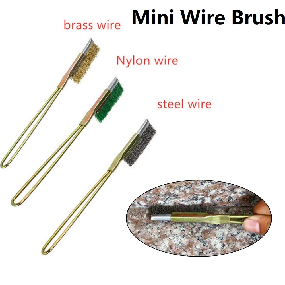 1pc Hard Copper Wire Nylon Brush Small Micro Brushes Rust Remover Paint Removal Metal Cleaning Polishing Burp Brush