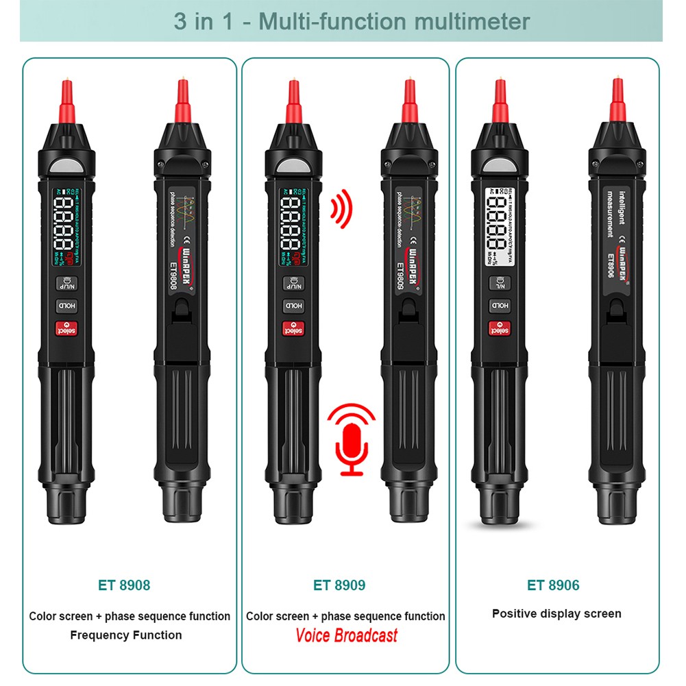 Handheld Multimeter With Backlight AC DC Voltage Meter Sensor Tester With Audio Broadcast Resistance Diode Tester