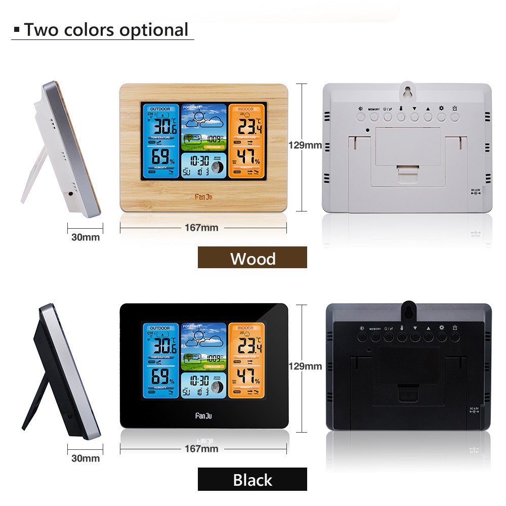 FJ3373 متعددة الوظائف محطة الطقس الرقمية LCD ساعة تنبيه داخلي في الهواء الطلق توقعات الطقس مقياس الحرارة مقياس الرطوبة