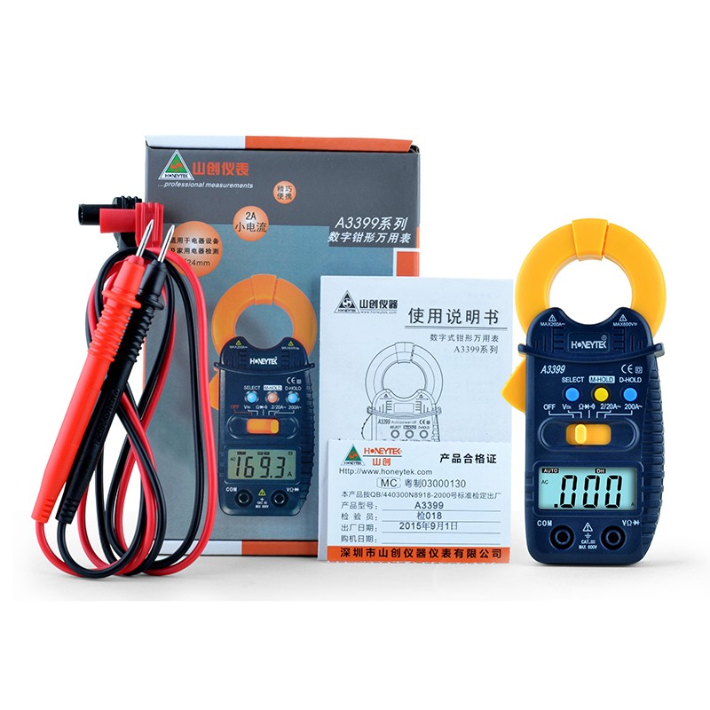 A3399 Digital Clamp Multimeter Smart Meter Tester AC/DC Voltage Resistance Capacitance Frequency Tester Detector