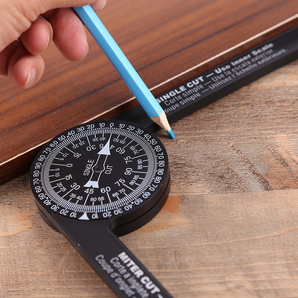 Woodworking Scale Mitre Saw Protractor Angle Level with Marking Pencil Carpenter Angle Finder Measuring Ruler Meter Gauge Tools