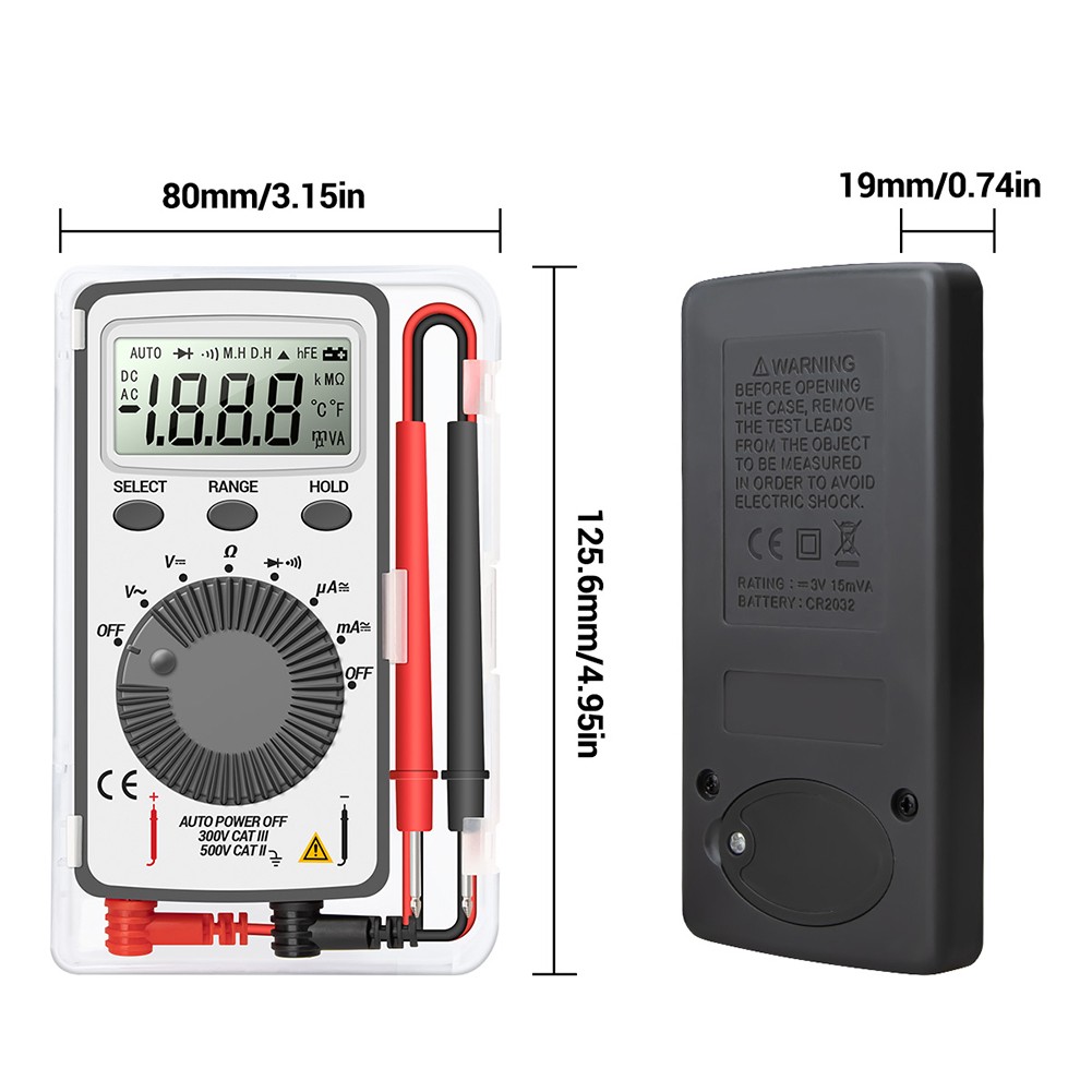 ANENG AN101 LCD Digital Pocket Multi Backlit AC/DC Automatic Portable Voltmeter Ammeter Ohm Tester Measurement Tools