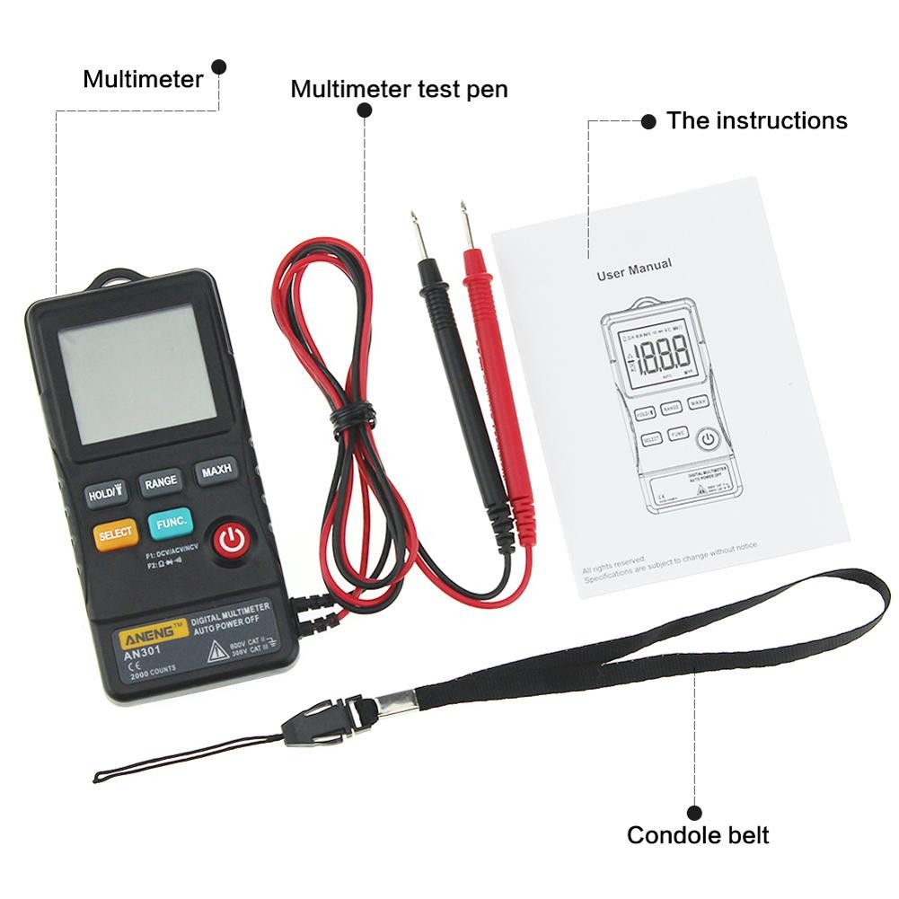 ANENG AN302 Professional Digital Multimeter 7999 Display DC/AC Voltmeter Tester Capacitance Diode NCV Ohm Resistance Hz Test