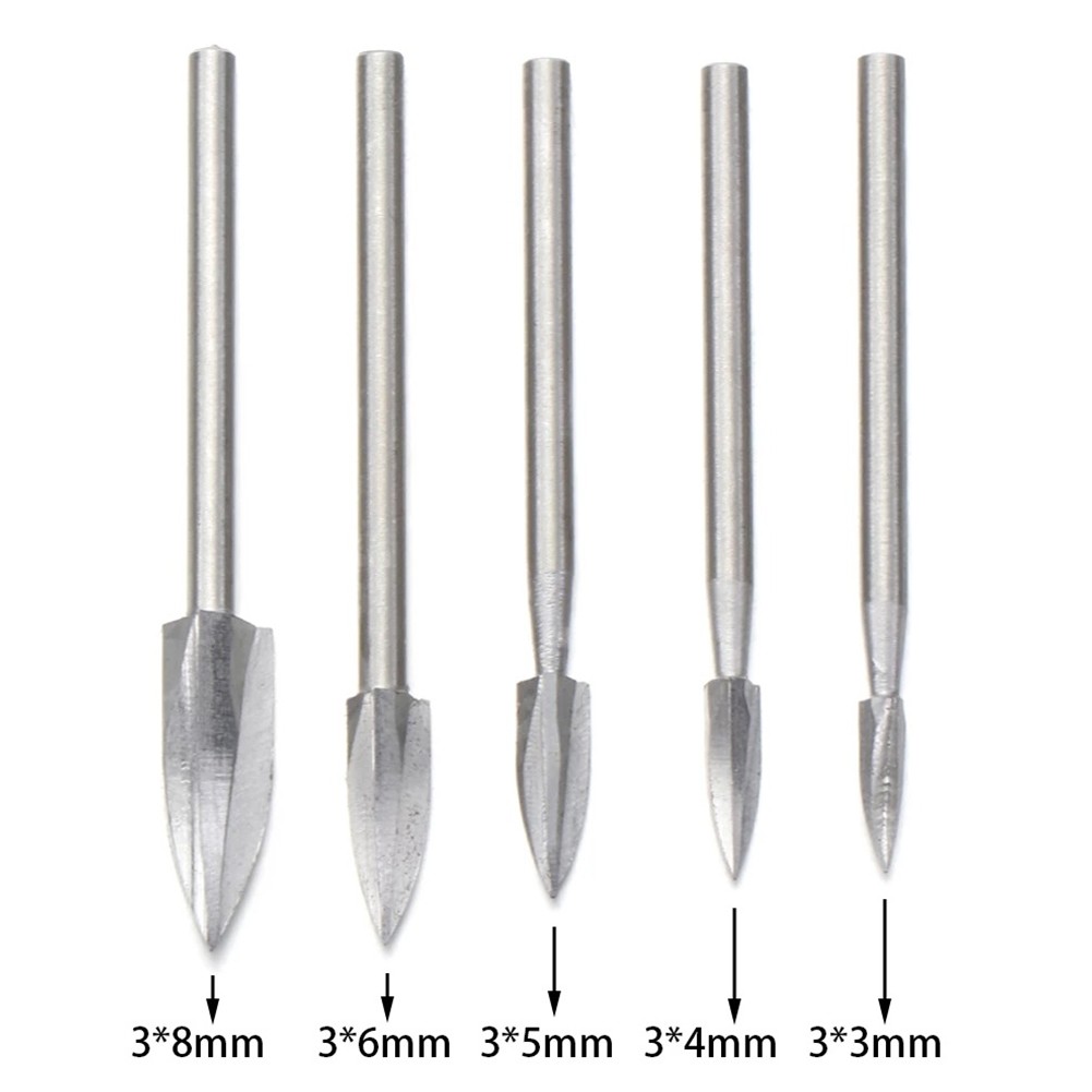 5pcs/set Wood Carving Drill Bit HSS Drill Bit Set Solid Carbide Steel Root Milling Grinder Burr Precision Wood Carving