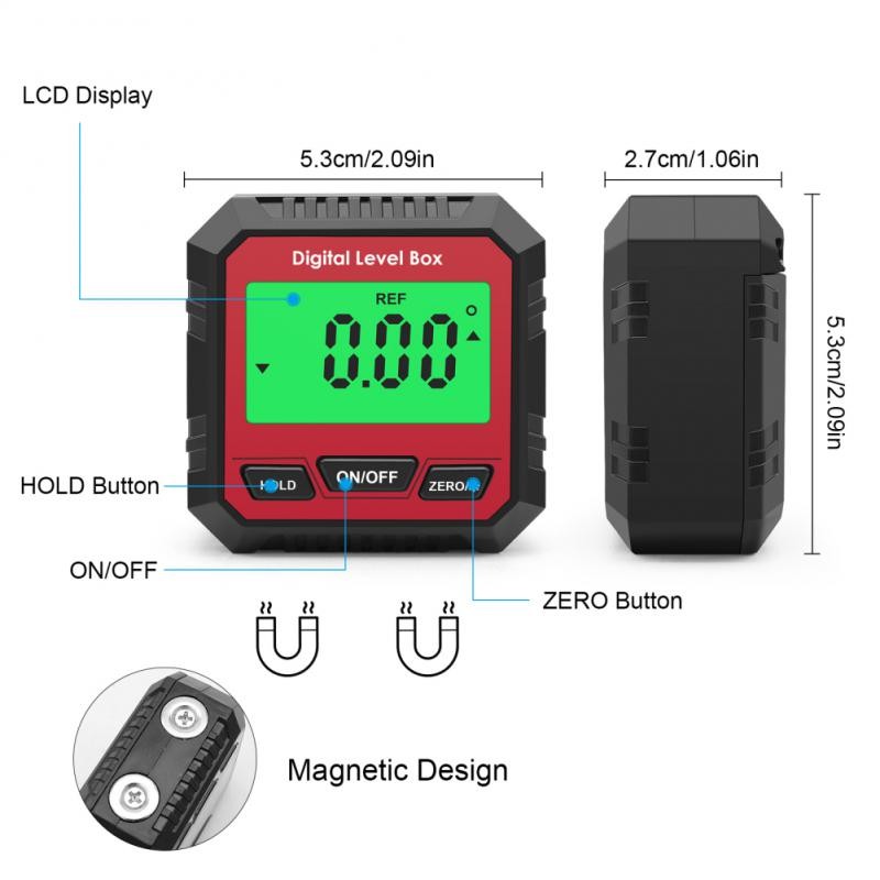 Digital Angle Protractor High Precision Magnetic Digital Inclinometer Level Box 360 Degree Angle Finder Goniometer Measuring Tools