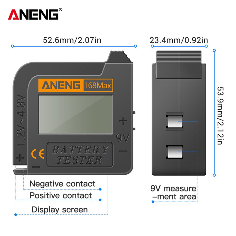 ANENG 168Max Digital Lithium Battery Capacity Tester LCD Battery Voltage Tester Digital Lithium Battery Capacity Diagnostic Tool