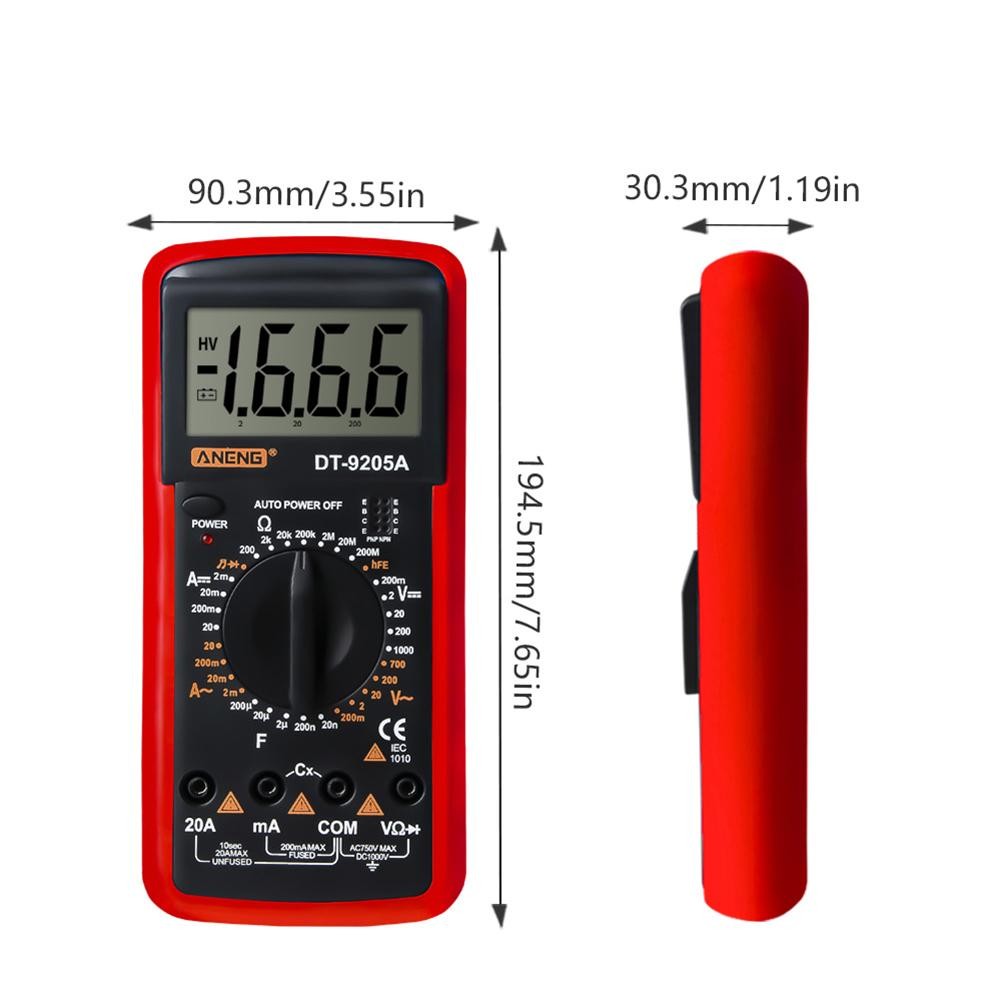 ANENG DT-9205A الفولتميتر الرقمي الحالي الجهد متر جهاز اختبار المقاومة يده مقياس التيار الكهربائي المقاومة السعة