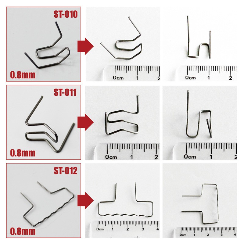 1500pcs Repai Bumper Assorted Hot Staples 0.6mm 0.8mm Standard Flat Wave Plastic Fender Repair Welding Wire Solder Clips