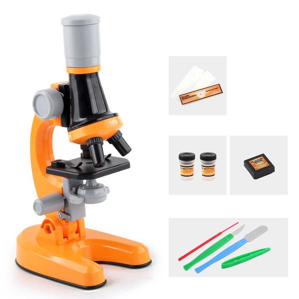 Children Biological Microscope Microscope Kit Lab LED 100X-400X-1200X School Home Science Educational Toy Gift for Kids Child