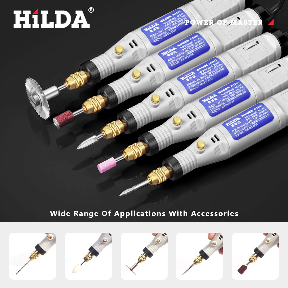 HILDA 18V Engraving Pen Mini Drill Rotary Tool with Grinding Accessories Set Multifunction Mini Engraving Pen for Dremel Tools