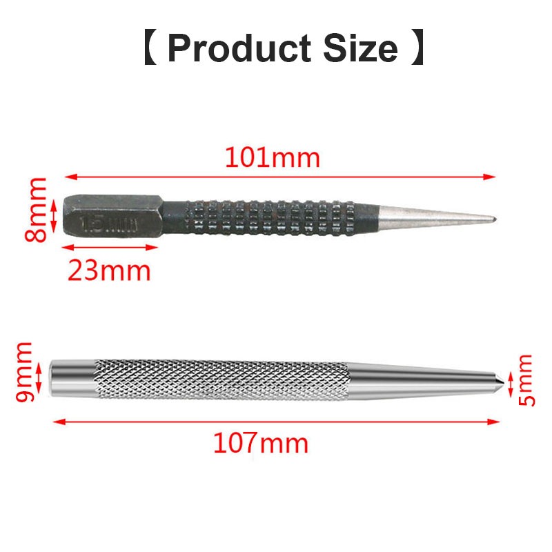 Non-slip Center Punch 1.5mm/2mm/3mm Alloy High Carbon Steel High Hardness for Locator Metal Wood Marking Drill Tool 1/3pcs