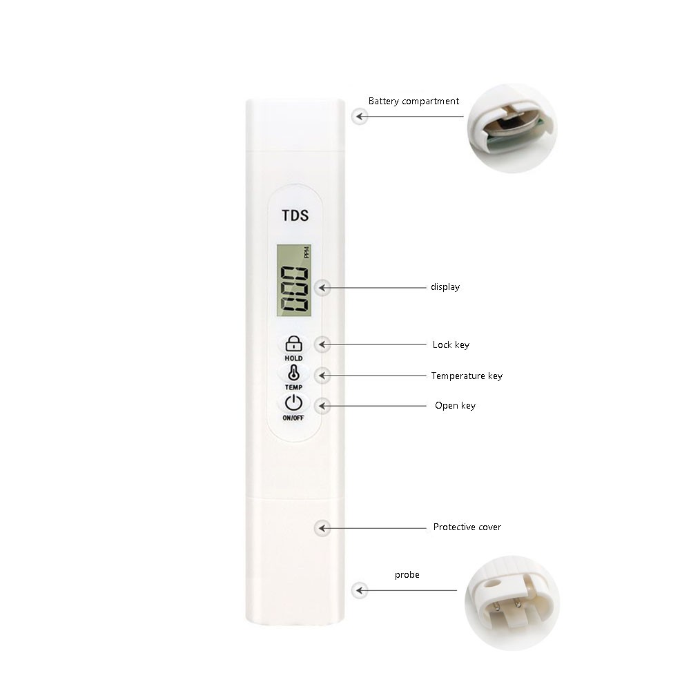 LCD Digital TDS Temperature Water Tester Pen Handheld Water Quality Analysis Meter Measurement Detection Monitor