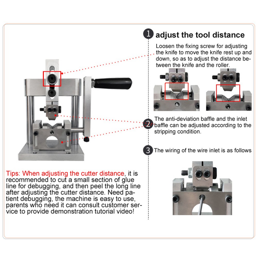 Portable household wire stripper manual wire peeling tool cable stripping machine with hand crank use with electric hand drill