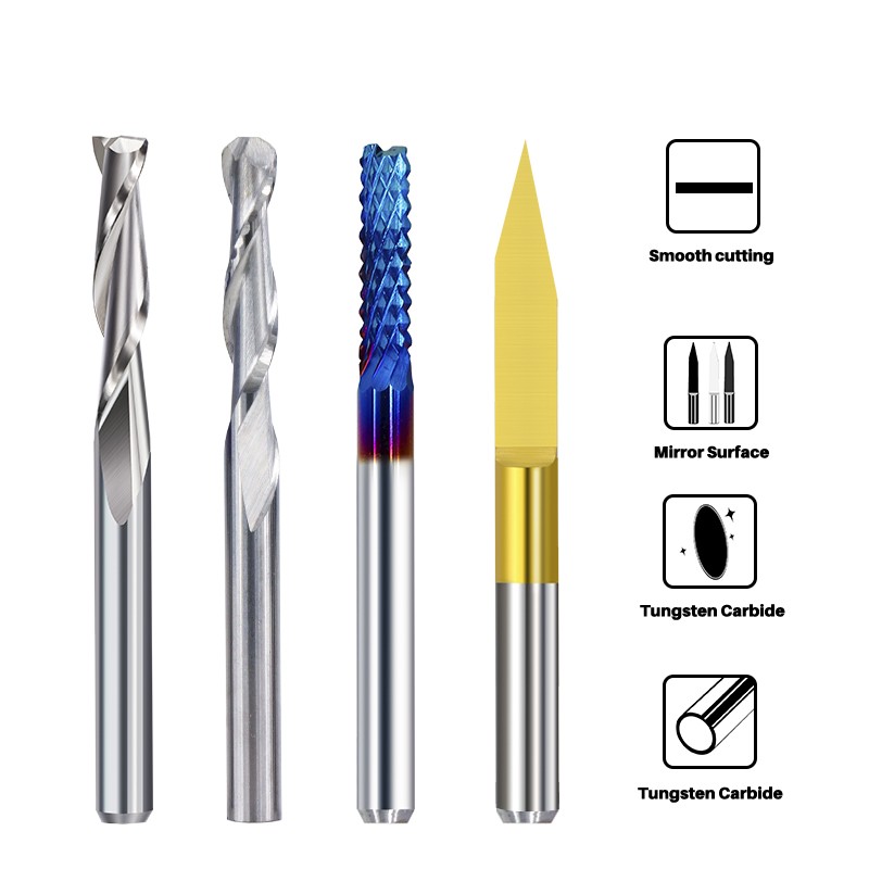 XCAN 1/8'' Shank Milling Cutter CNC Engraving Bit Kit CNC Router Bits Carbide End Mill Woodworking Mining Tools