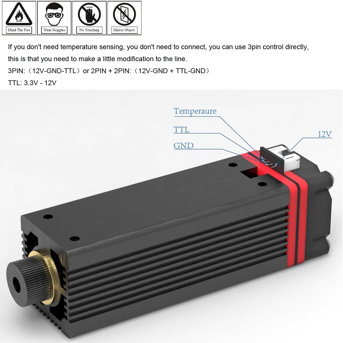 NEJE 20W Laser Module Kit Cutting Engraving Module Laser Head 450nm Blue Light With TTL/PWM Adjustment For Create Your Own