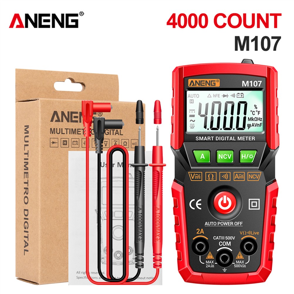 ANENG M107/M108 Mini Digital Multimeter 4000 Count AC/DC Electrical Instruments Tester Auto Multimeter Subway Digital Professional Meter