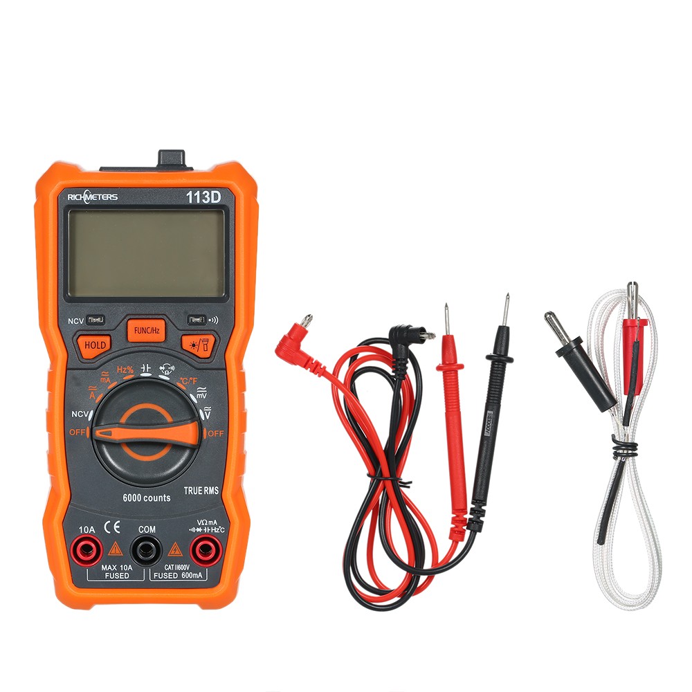 RICHMETERS Digital Multimeter RM113A/RM113D Multimeter with 6000 Count NCV Voltage Temperature Tool with Magnetic Suction and Flash Light