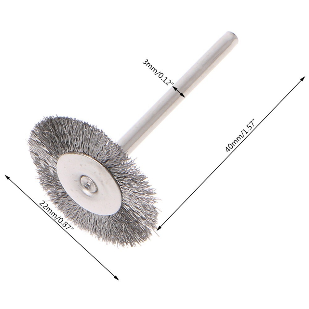 10pcs 22mm Plati-num Stainless Steel Wire Wheel Blade Brush Rotary Tool Polishing Mini Drill Bit Accessories