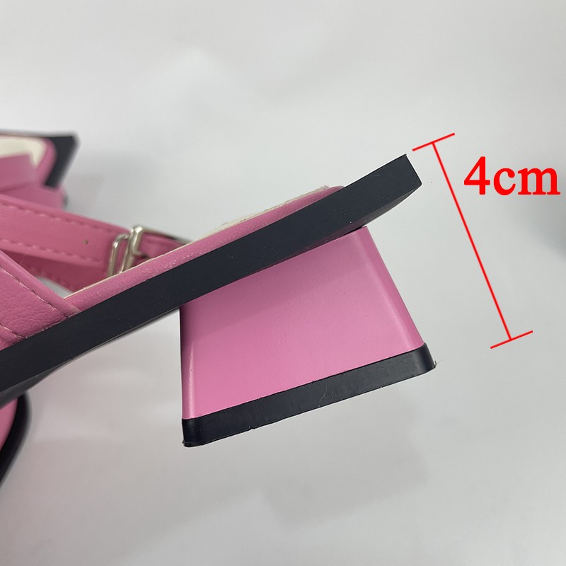 Rimocy Women's Brand Design T-Strap Pumps Summer 2022 PU Square Toe Mid Cake Boxes Woman Mixed Colors Sandalias Mujer Black