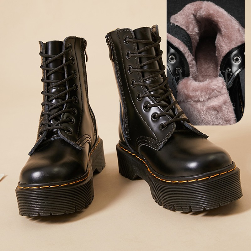 Ankle Boots Women 2021 New Winter Chunky Platform Boots Thick Bottom Punk Genuine Leather Motorcycle Botas Women Shoes Plus Size