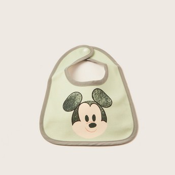 Disney Mickey Mouse Print Bib with Snap Button Closure - Set of 6