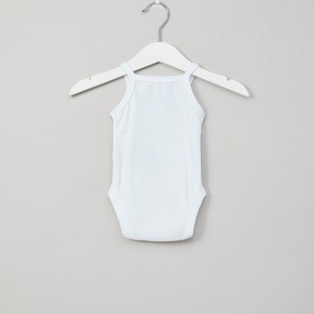 Juniors Plain Sleeveless Bodysuit with Press Button Closure - Set of 3