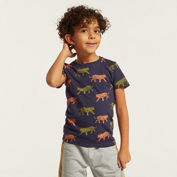 Juniors Graphic Print T-shirt with Short Sleeves - Set of 2