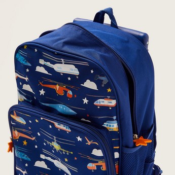 Maricart Helicopter Print Trolley Backpack with Lunch Bag and Pencil Pouch