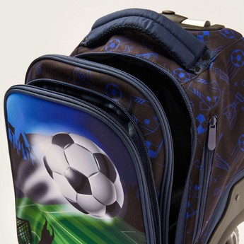 Juniors Football Print Trolley Backpack with Lunch Bag and Pencil Pouch - 20 inches