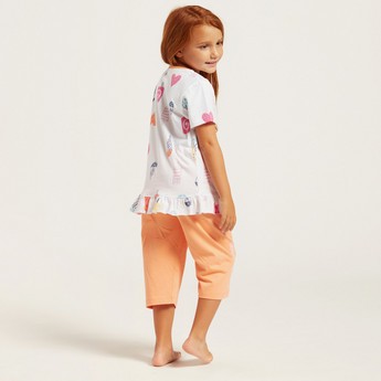 Juniors Graphic Print T-shirt and Capris - Set of 4