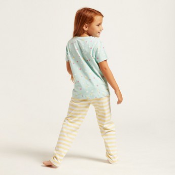 Juniors Printed Round Neck T-shirt and Pyjamas - Set of 4