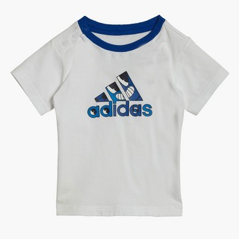 adidas Print Round Neck T-shirt and Joggers Set