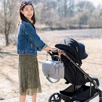 TWELVElittle Striped Messenger Stroller Diaper Bag