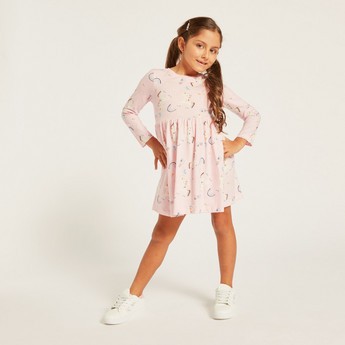 Juniors Printed Knit Dress with Long Sleeves - Set of 3