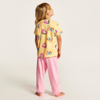 Hasbro Printed Round Neck T-shirt and Pyjama - Set of 2