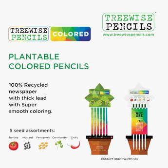 Treewise Wood Free Plantable Colour Pencil - Set of 5