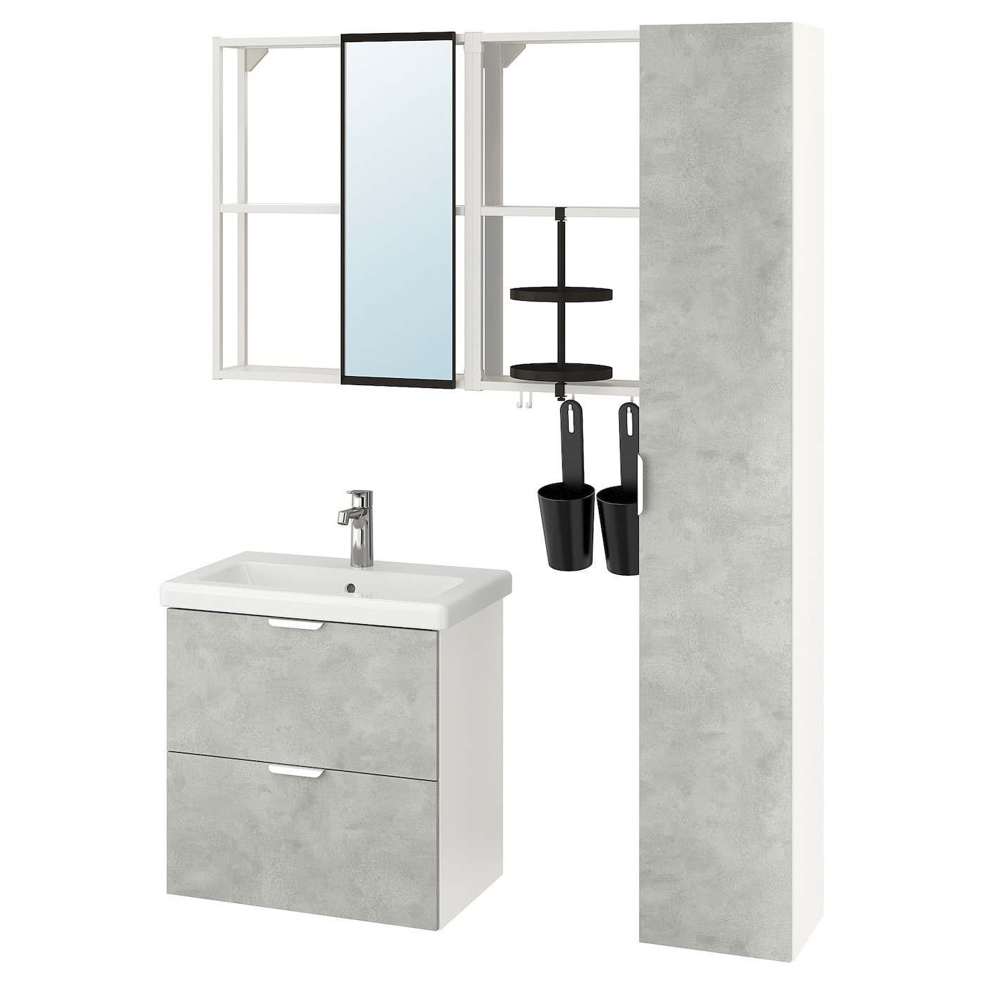 ENHET / TVÄLLEN Bathroom furniture, set of 18