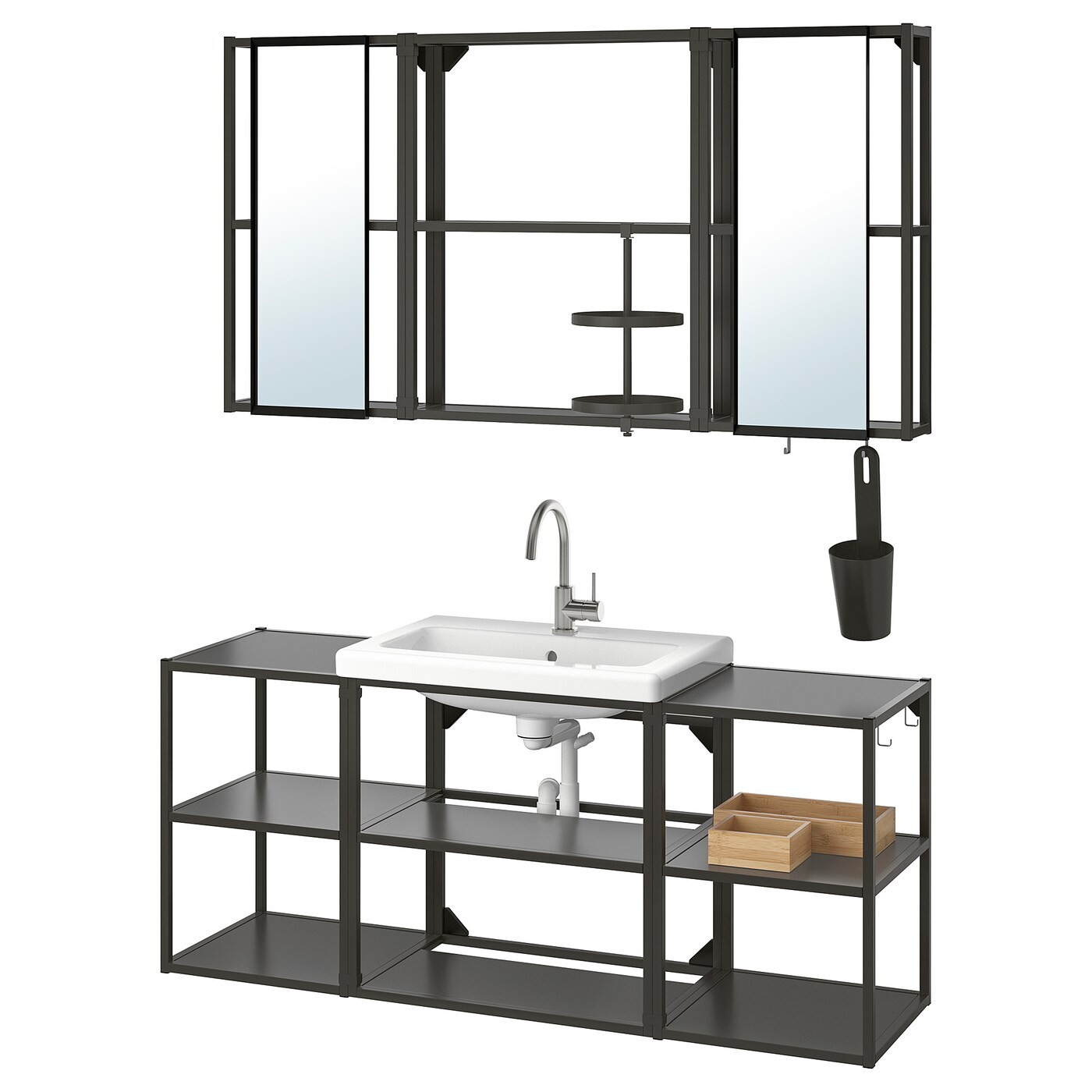 ENHET / TVÄLLEN Bathroom furniture, set of 17