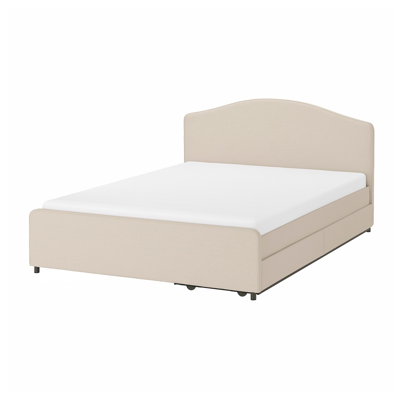 HAUGA Upholstered bed, 2 storage boxes