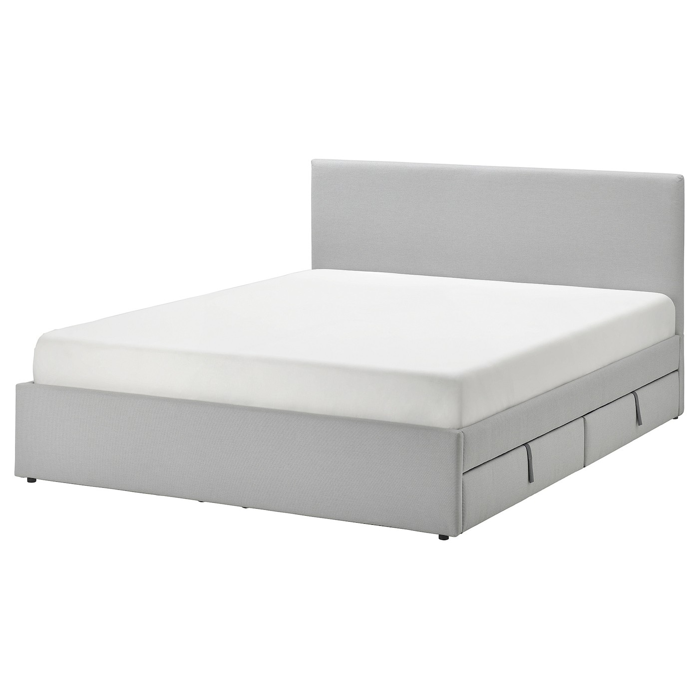 GLADSTAD Upholstered bed, 4 storage boxes