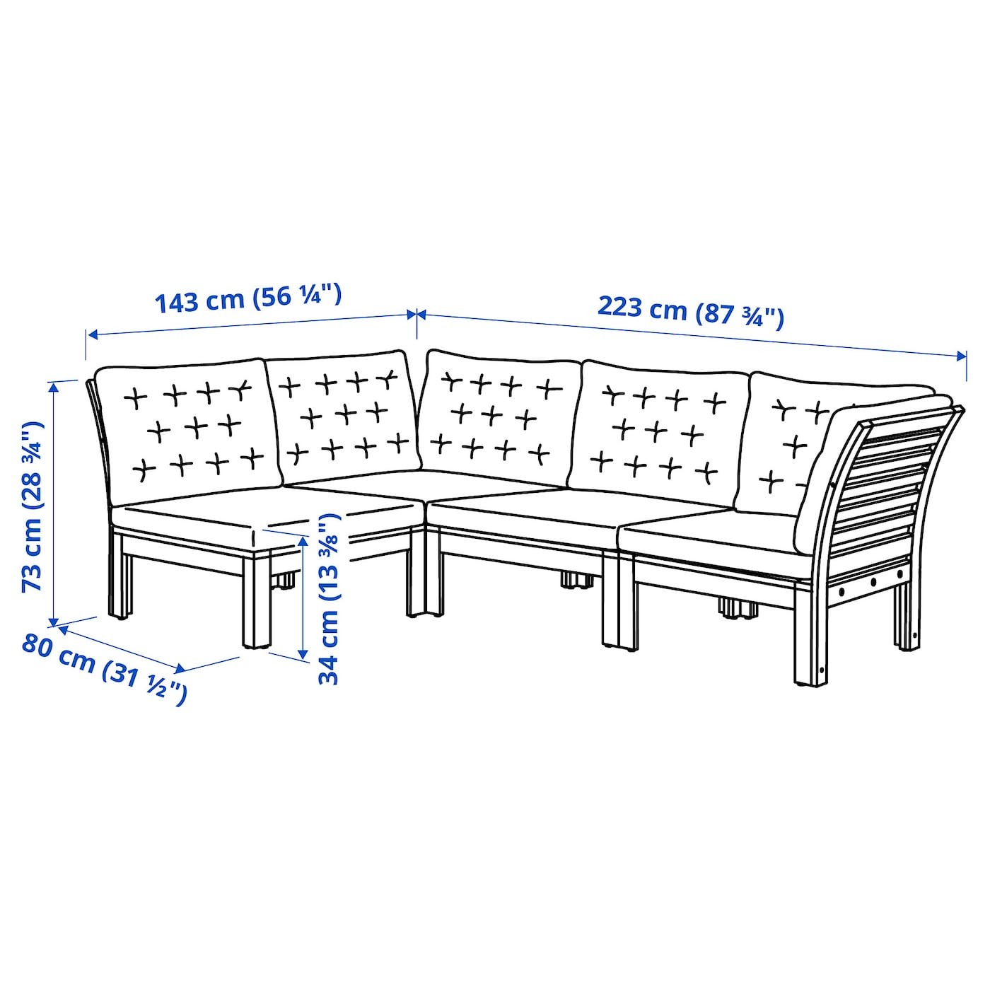 ÄPPLARÖ Modular corner sofa 3-seat, outdoor