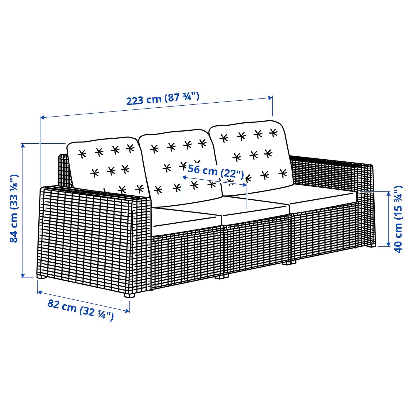 SOLLERÖN 3-seat modular sofa, outdoor