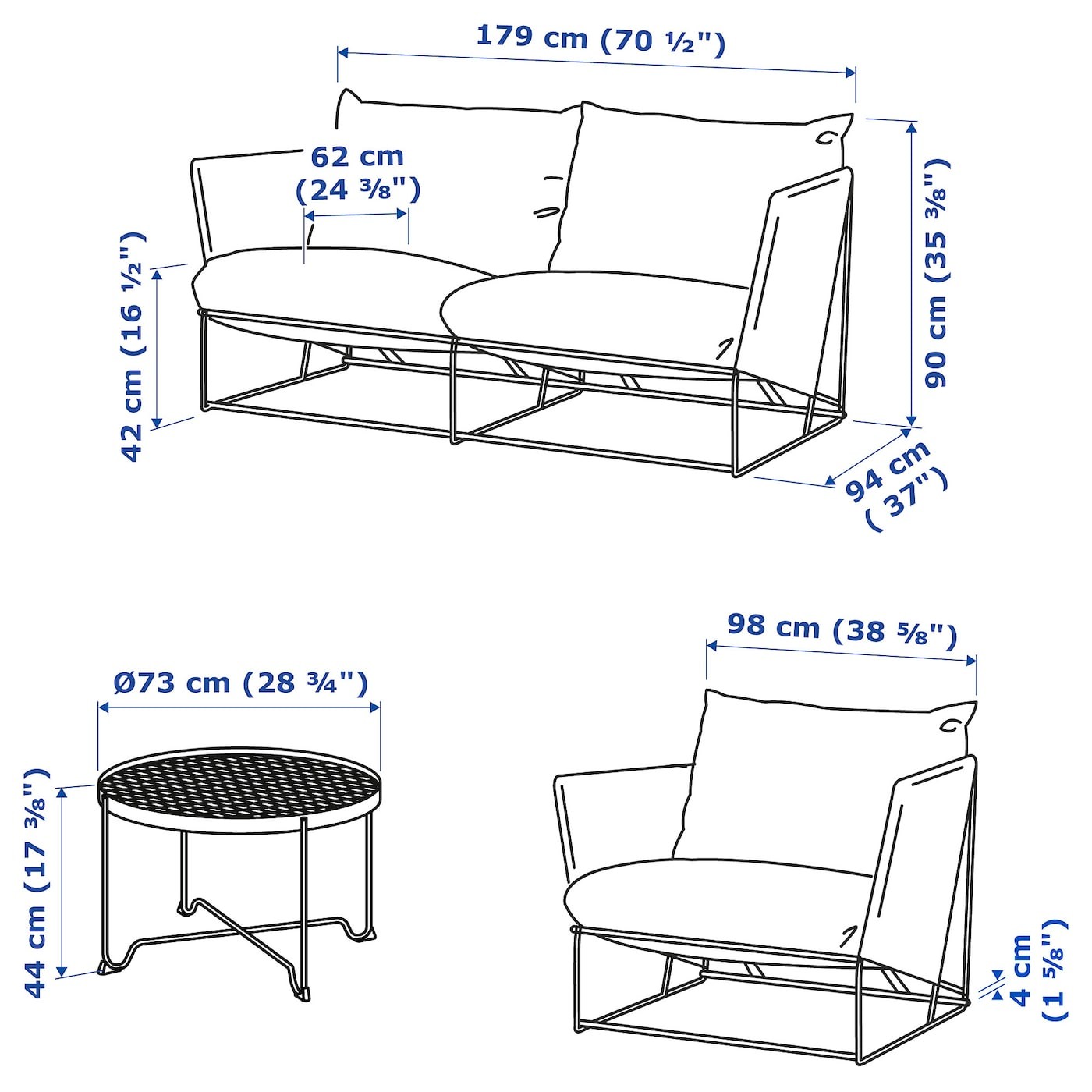 HAVSTEN 4-seat conversation set, in/outdoor