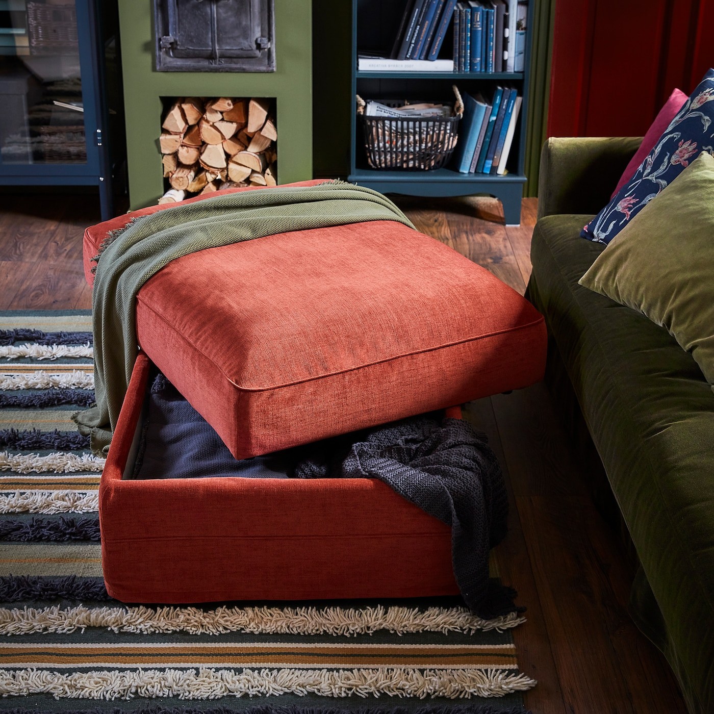 GRÖNLID Footstool with storage